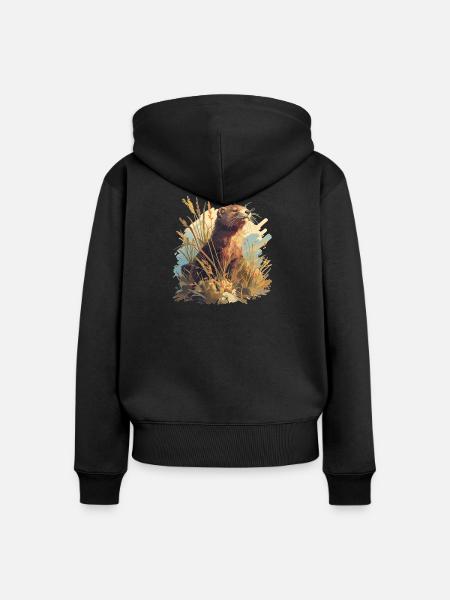 Nerze Nerz - Frauen Premium Bio Zip Hoodie - Schwarz