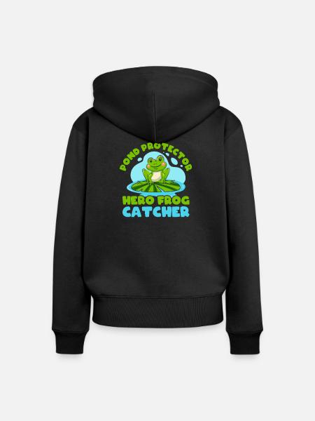 Frog Catcher Pond Protector Frog - Frauen Premium Bio Zip Hoodie - Schwarz