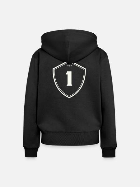 1 Schild - Frauen Premium Bio Zip Hoodie - Schwarz