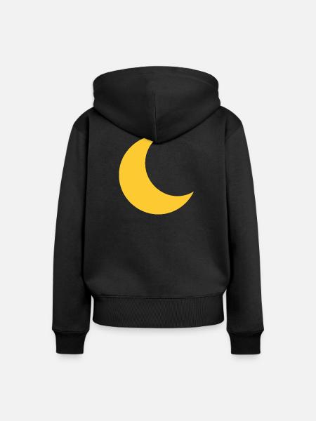 Gelber Mond-Crescent auf Schwarz - Frauen Premium Bio Zip Hoodie - Schwarz