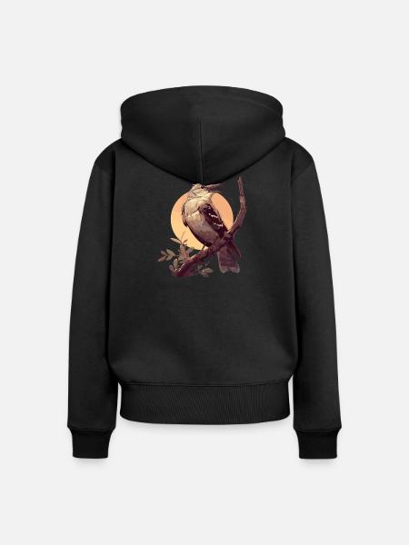 Spottdrosseln Spottdrossel - Frauen Premium Bio Zip Hoodie - Schwarz
