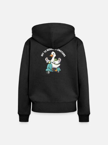 Quak Scooter Emotionsregler - Frauen Premium Bio Zip Hoodie - Schwarz