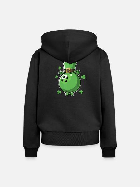 Leprechaun Bowling St. Patricks Day Hut - Frauen Premium Bio Zip Hoodie - Schwarz