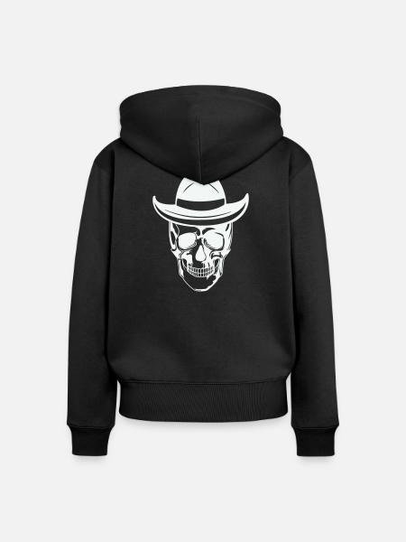Skull mit Sonnenbrille - Frauen Premium Bio Zip Hoodie - Schwarz