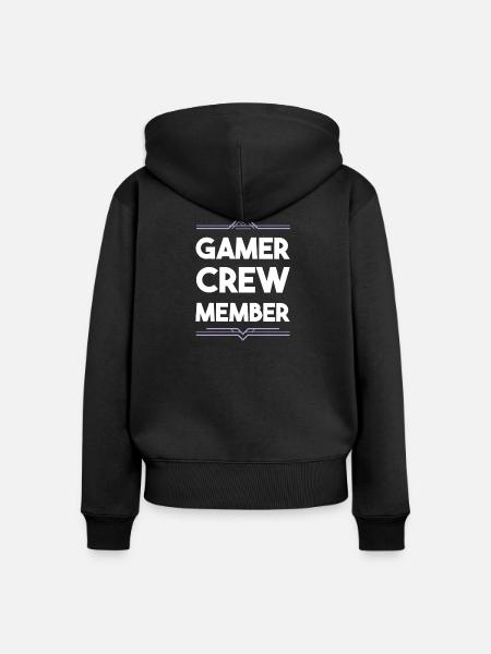 Gamer Crew - Frauen Premium Bio Zip Hoodie - Schwarz