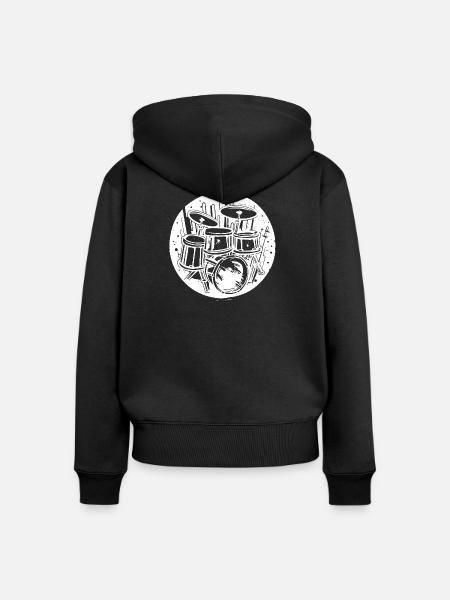 Drumkit Zeichnung - Frauen Premium Bio Zip Hoodie - Schwarz