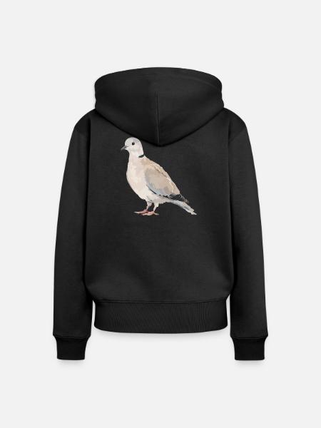 Taubenporträt in Erdtönen - Frauen Premium Bio Zip Hoodie - Schwarz