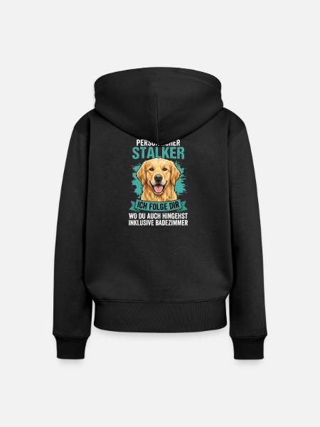 Golden Retriever Stalker - Frauen Premium Bio Zip Hoodie - Schwarz