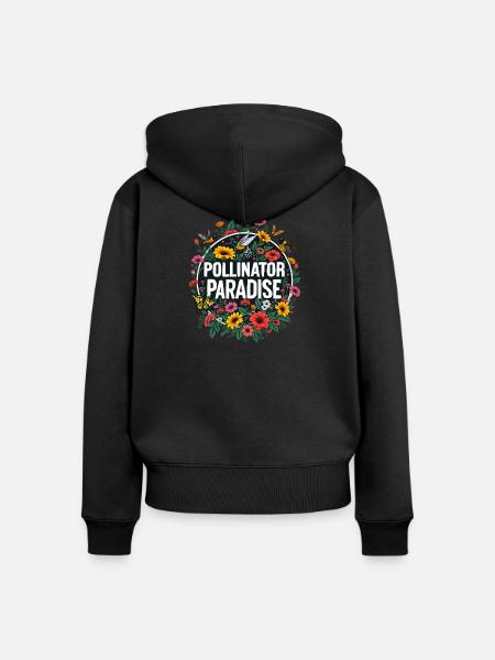 Pollinator Paradise Garten - Frauen Premium Bio Zip Hoodie - Schwarz