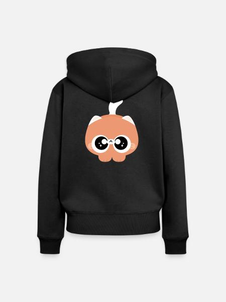 Großäugige Katzenbaby - Frauen Premium Bio Zip Hoodie - Schwarz