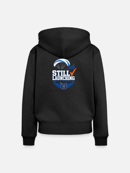 Paragliding-Erstsolo-Diagramm, noch im Start - Frauen Premium Bio Zip Hoodie - Schwarz