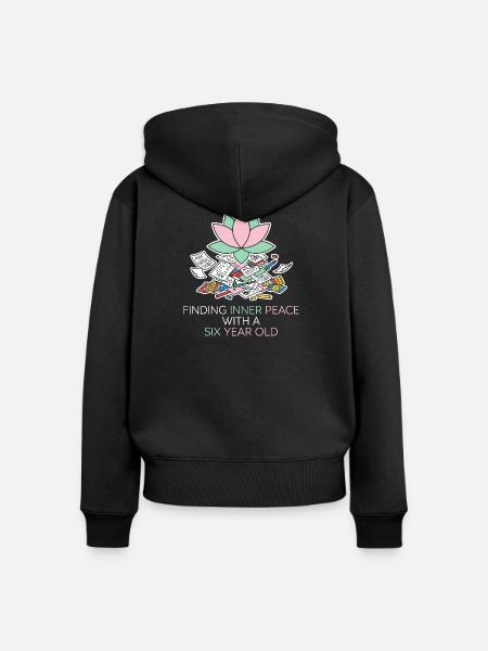 Innerer Frieden mit einem Sechsjährigen - Frauen Premium Bio Zip Hoodie - Schwarz
