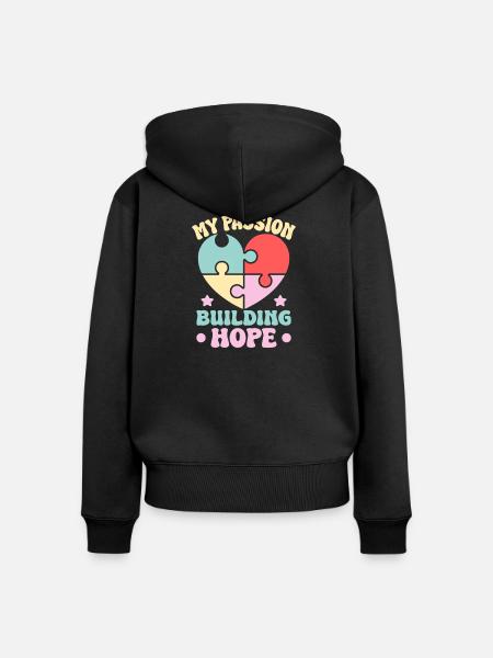 Volunteer Appreciation My Passion Building - Frauen Premium Bio Zip Hoodie - Schwarz