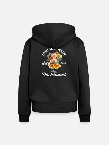 Dackeltherapie-Kunst - Frauen Premium Bio Zip Hoodie - Schwarz