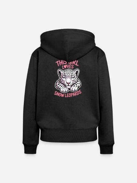 Schneeleopard Sprüche Süßes Schneeleopard Geschenk - Frauen Premium Bio Zip Hoodie - Schwarz