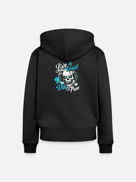 Live Loud Shirt - Frauen Premium Bio Zip Hoodie - Schwarz