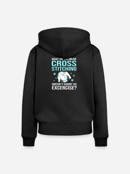 Kreuzstich - Frauen Premium Bio Zip Hoodie - Schwarz