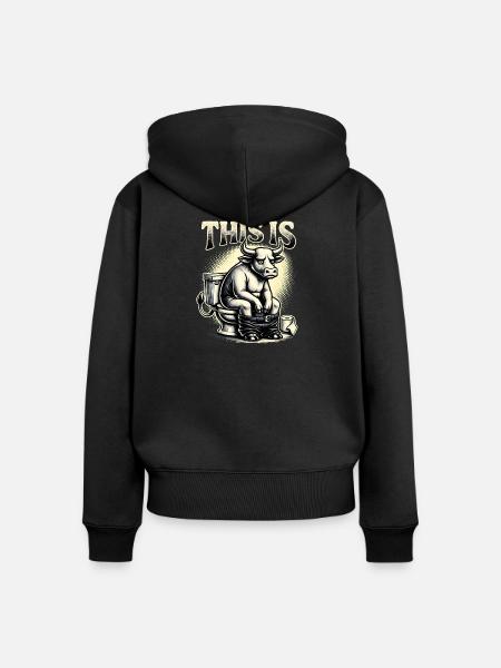 This Is Bullshit Toilettenhumor Sarkasmus - Frauen Premium Bio Zip Hoodie - Schwarz