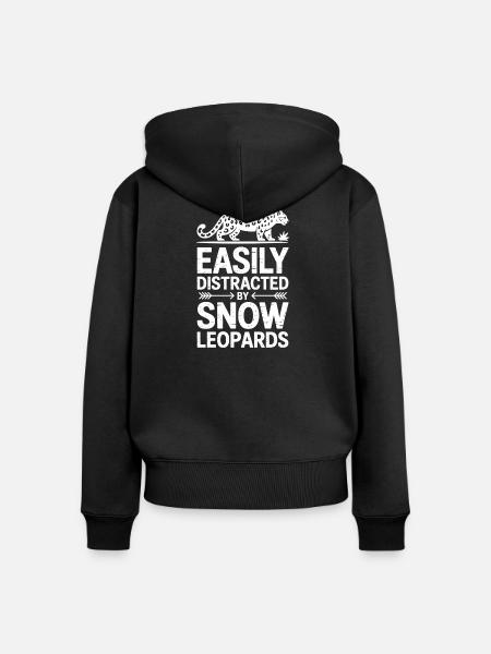 Schneeleopard Sprüche Süßes Schneeleopard Geschenk - Frauen Premium Bio Zip Hoodie - Schwarz