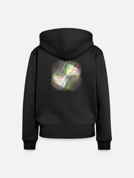 Farbkreis Wirbel – bunte Spirale - Frauen Premium Bio Zip Hoodie - Schwarz