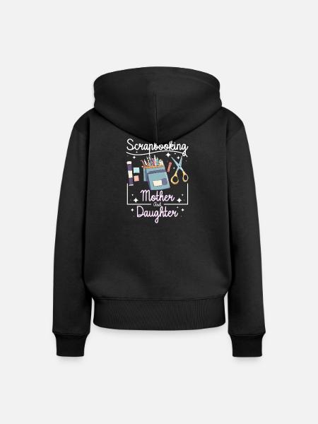 Scrapbooking Mutter Tochter - Frauen Premium Bio Zip Hoodie - Schwarz