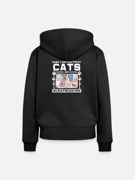 Katzen und Scrapbooking - Frauen Premium Bio Zip Hoodie - Schwarz