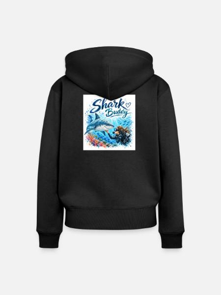 Shark Buddy Unterwasserfreund - Frauen Premium Bio Zip Hoodie - Schwarz