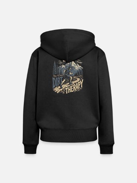 Trailrunning – Dirt Therapy - Frauen Premium Bio Zip Hoodie - Schwarz
