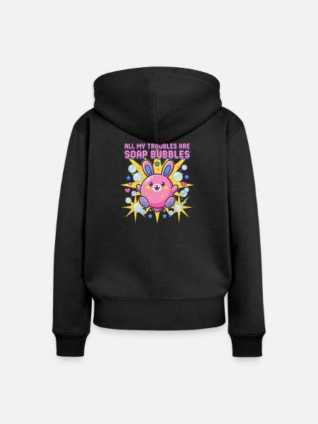 All My Troubles Are Soap Bubbles - Frauen Premium Bio Zip Hoodie - Schwarz