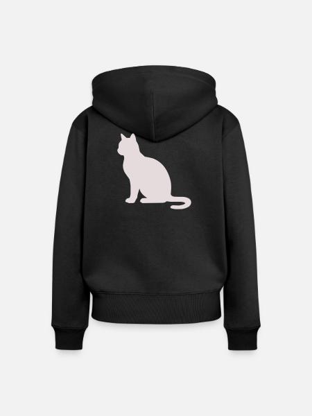 Pastellkatze Silhouette - Frauen Premium Bio Zip Hoodie - Schwarz