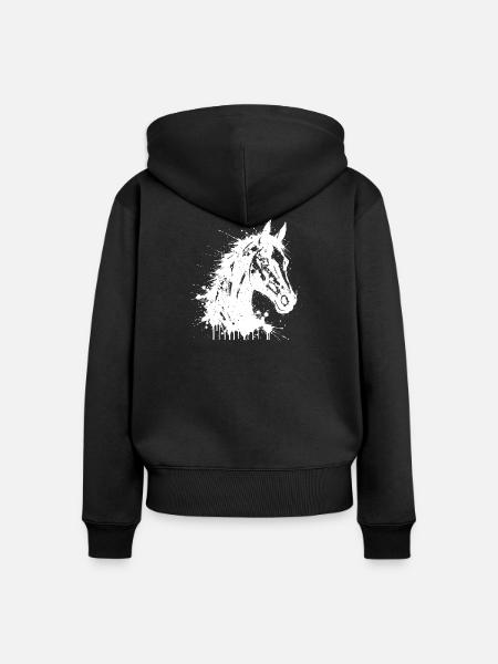 Abstraktes Spritzpferd - Frauen Premium Bio Zip Hoodie - Schwarz