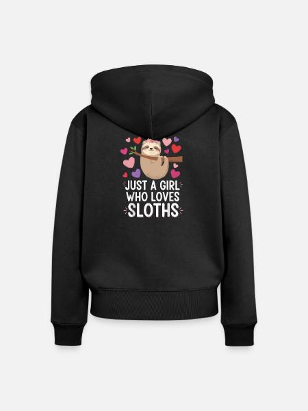 Nur ein Mädchen liebt Faultiere - Frauen Premium Bio Zip Hoodie - Schwarz