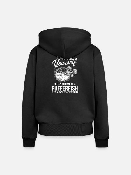 Kugelfische Sprüche Lustiges Kugelfische Geschenk - Frauen Premium Bio Zip Hoodie - Schwarz