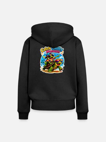 Urlaubs Vibes - Frauen Premium Bio Zip Hoodie - Schwarz