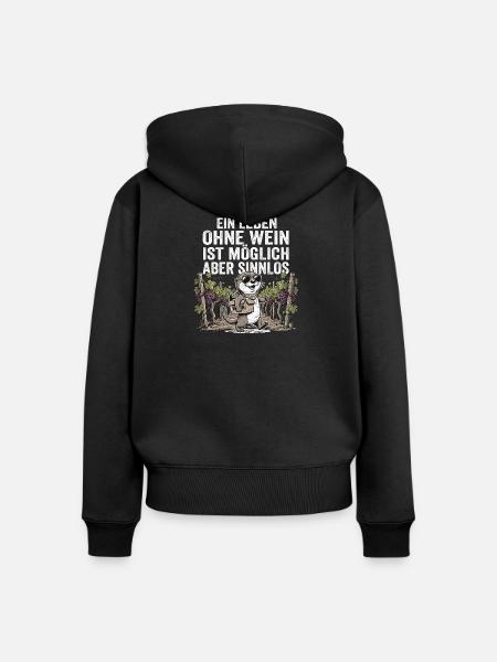 Lustiger Otter Wein Experte - Frauen Premium Bio Zip Hoodie - Schwarz