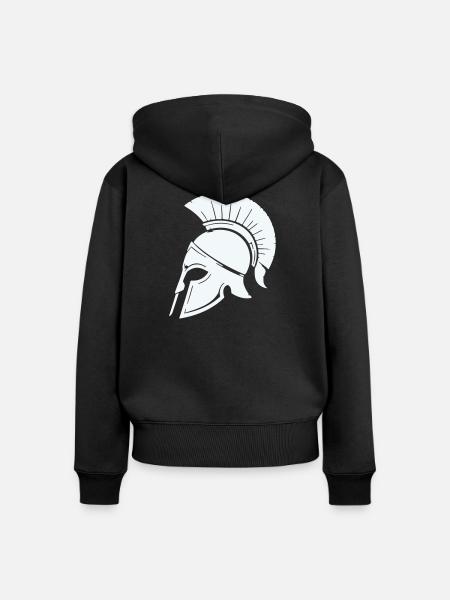 Spartanischer Helmschutz Grafik Blau - Frauen Premium Bio Zip Hoodie - Schwarz