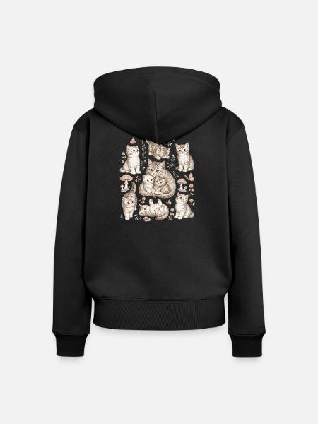 Kitten Nature - Frauen Premium Bio Zip Hoodie - Schwarz