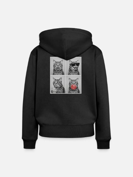 Katzen American Bobtail Katze - Frauen Premium Bio Zip Hoodie - Schwarz