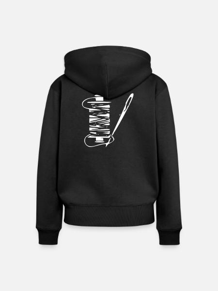 Nähgarn Nadel und Faden Geschenk Näherin  - Frauen Premium Bio Zip Hoodie - Schwarz