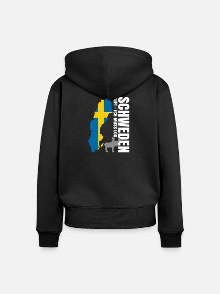Schweden Auswandern - Frauen Premium Bio Zip Hoodie - Schwarz