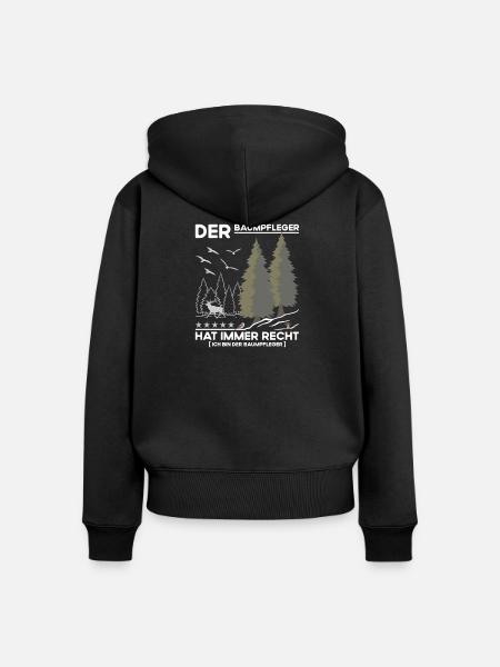 Der Baumpfleger hat immer Recht - Frauen Premium Bio Zip Hoodie - Schwarz