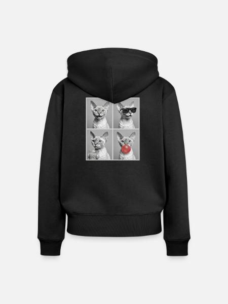 Katzen Devon Rex Katze - Frauen Premium Bio Zip Hoodie - Schwarz