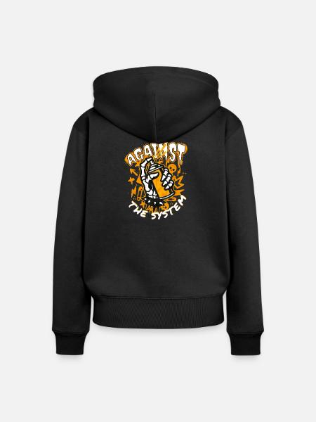 Against System - Frauen Premium Bio Zip Hoodie - Schwarz