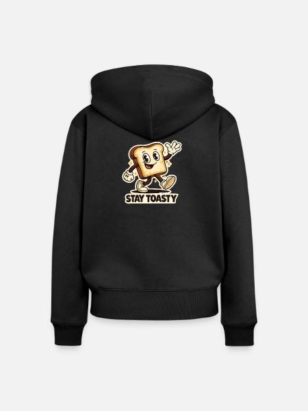 Stay Toasty Toast Mascot - Frauen Premium Bio Zip Hoodie - Schwarz