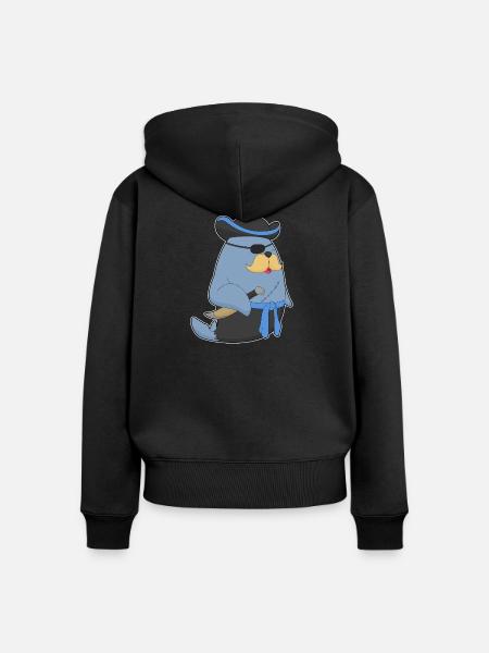 Seehund Pirat Augenklappe - Frauen Premium Bio Zip Hoodie - Schwarz