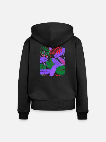 Tropische Blattfarben Fusion - Frauen Premium Bio Zip Hoodie - Schwarz