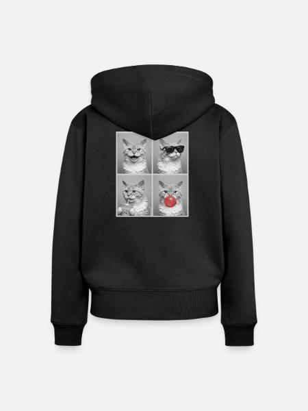 Katzen Selkirk Rex Katze - Frauen Premium Bio Zip Hoodie - Schwarz