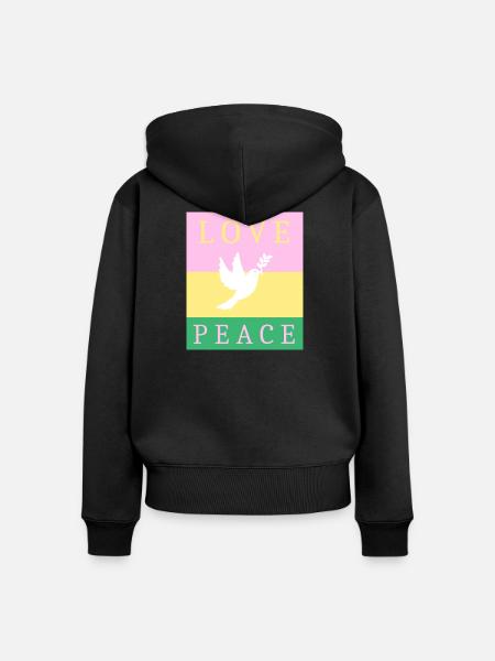 Love and peace - Frauen Premium Bio Zip Hoodie - Schwarz