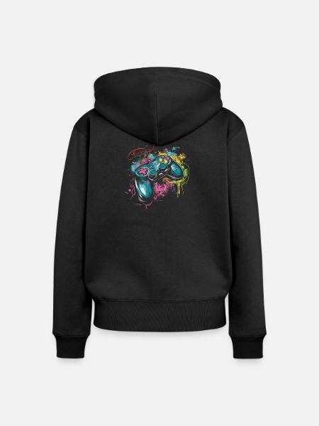 Gamepad Splash - Frauen Premium Bio Zip Hoodie - Schwarz