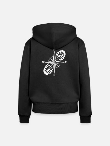 Wandern Kompass - Frauen Premium Bio Zip Hoodie - Schwarz